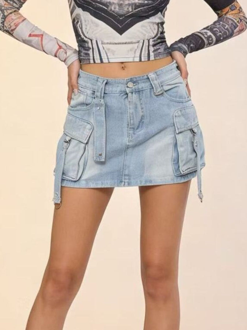 Kjol i denim med knappstängning