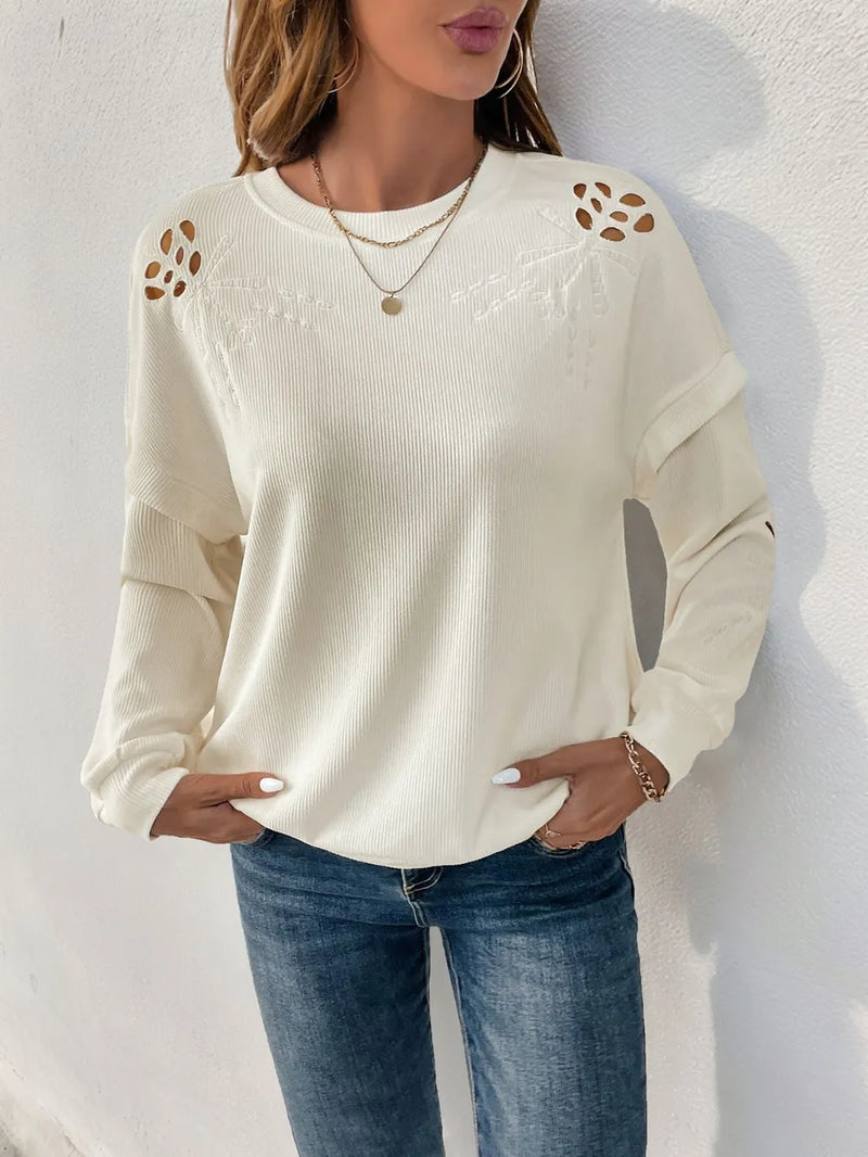 Långärmad sweatshirt med rund halsringning och cut out-detalj