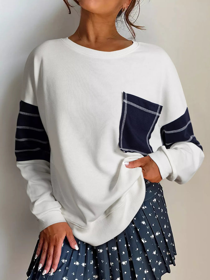 Sweatshirt med färgblock och sänkt axel