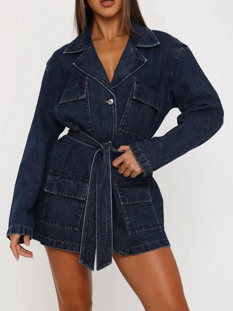 Lång jacka i denim