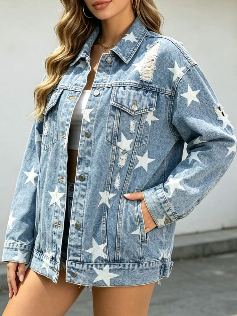 Jacka i denim med stjärnmotiv