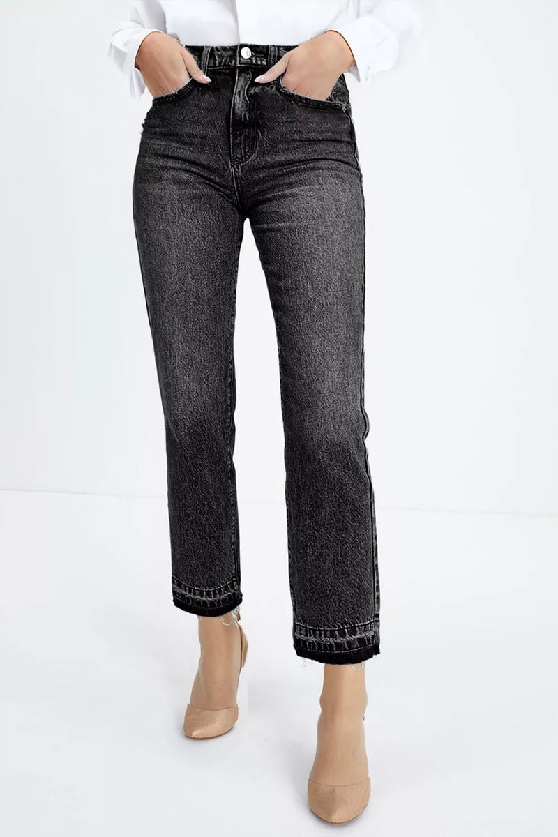 Raka jeans med hög midja