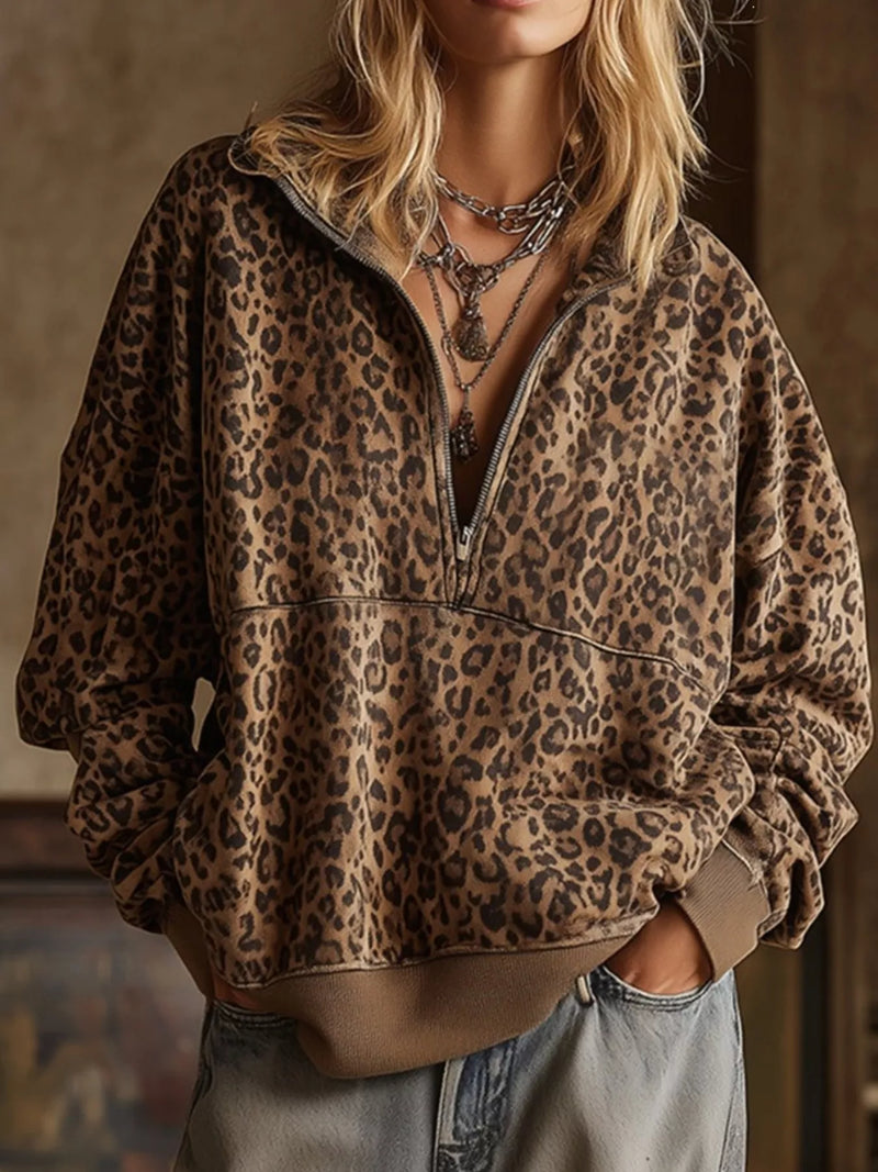 Leopardmönstrad sweatshirt