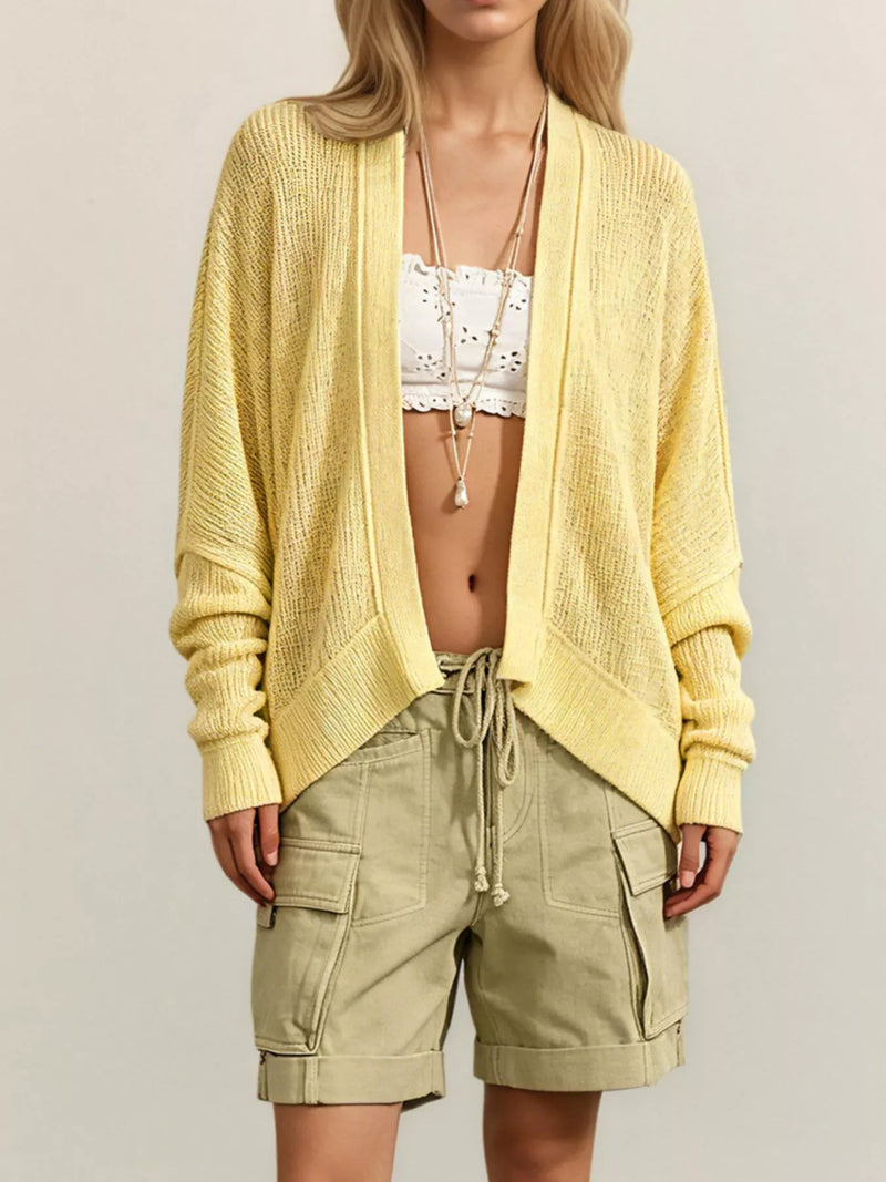 Våffelstickad cardigan