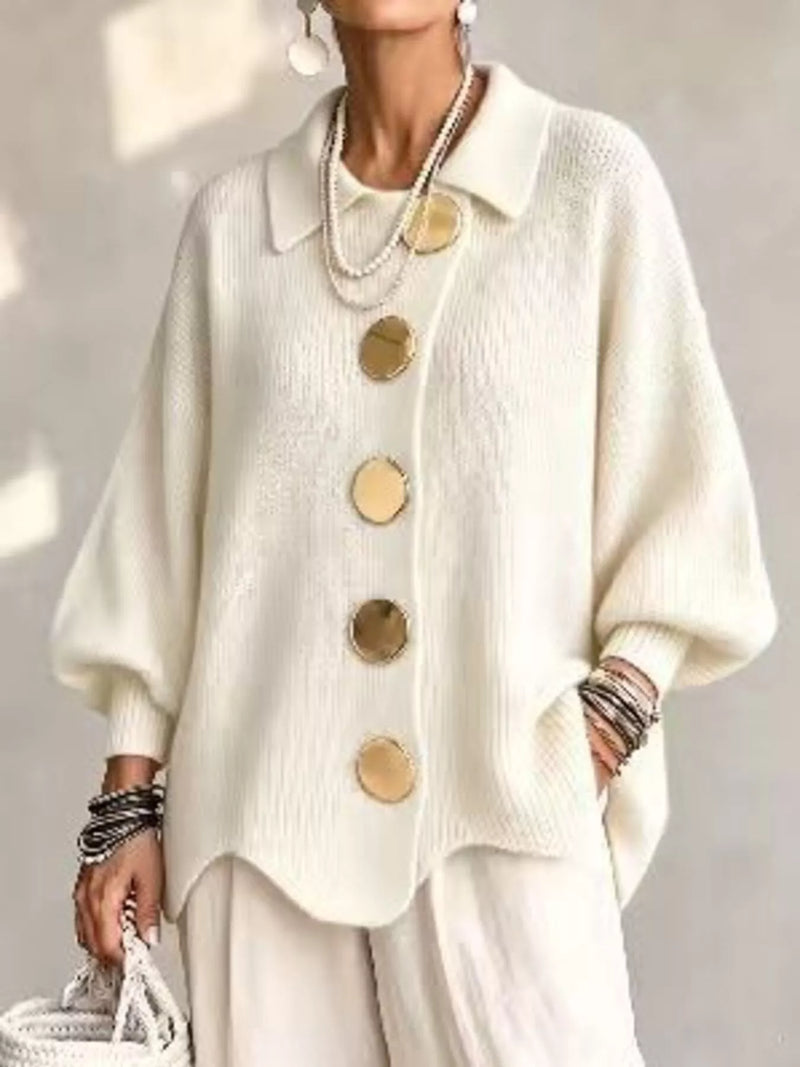 Cardigan med ballongärm och knappstängning