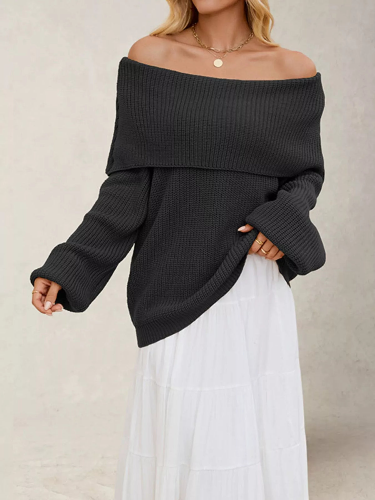 Ribbad oversize tröja – bild 8