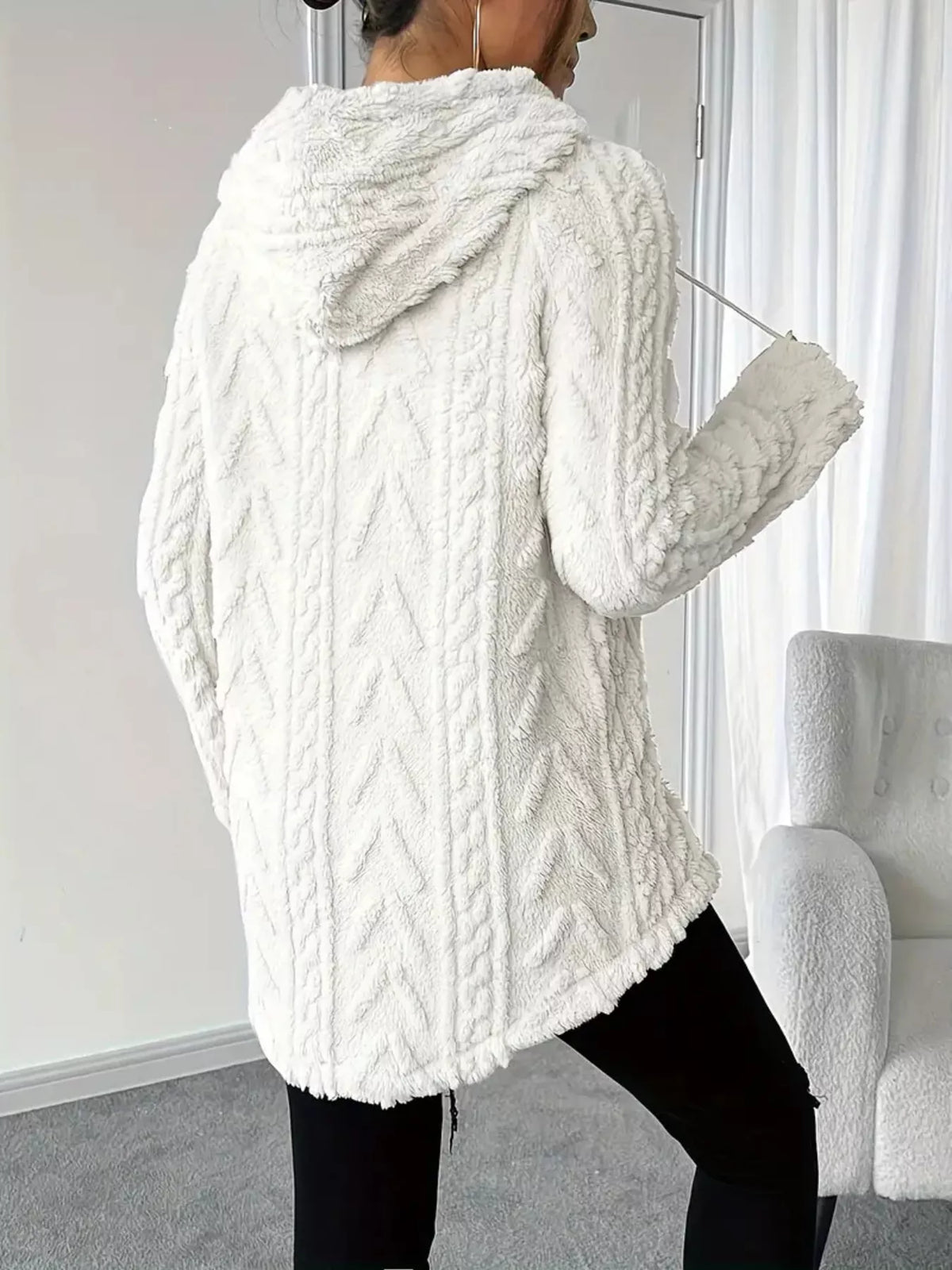 Strukturerad hoodie i fleece – bild 13