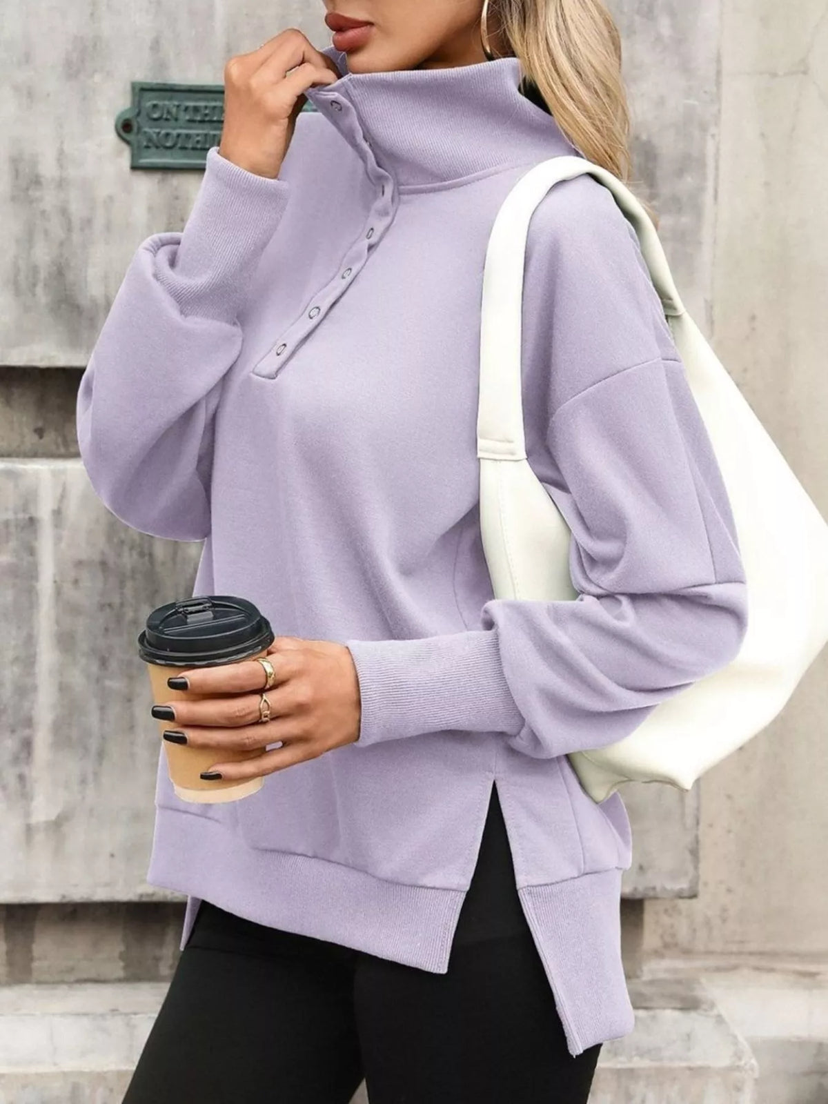 Sweatshirt med tryckknappar och knappstängning – bild 15