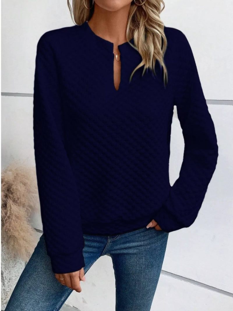 Strukturerad långärmad sweatshirt med hakslagskrage
