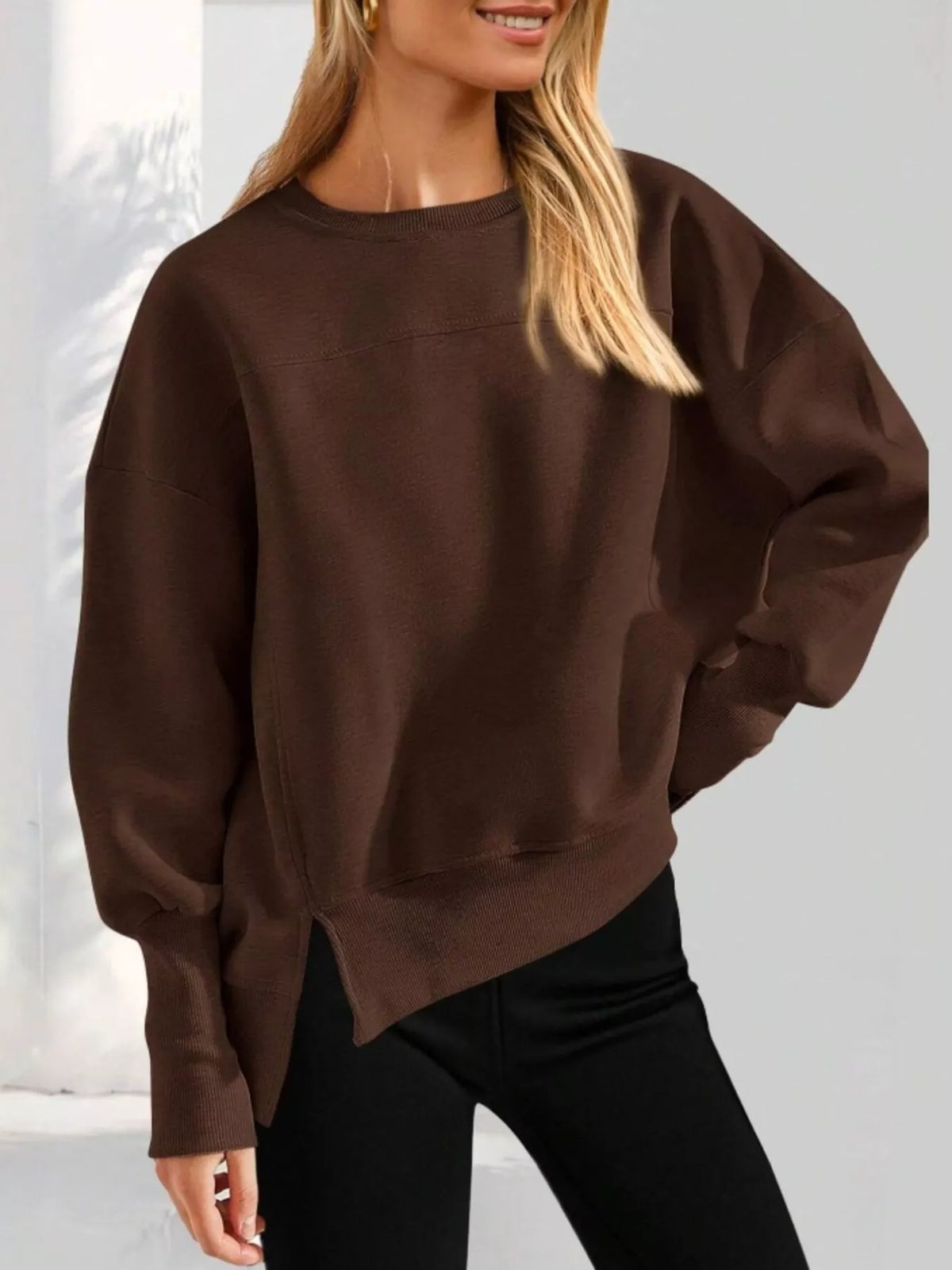 Oversize sweatshirt med rund halsringning – bild 2