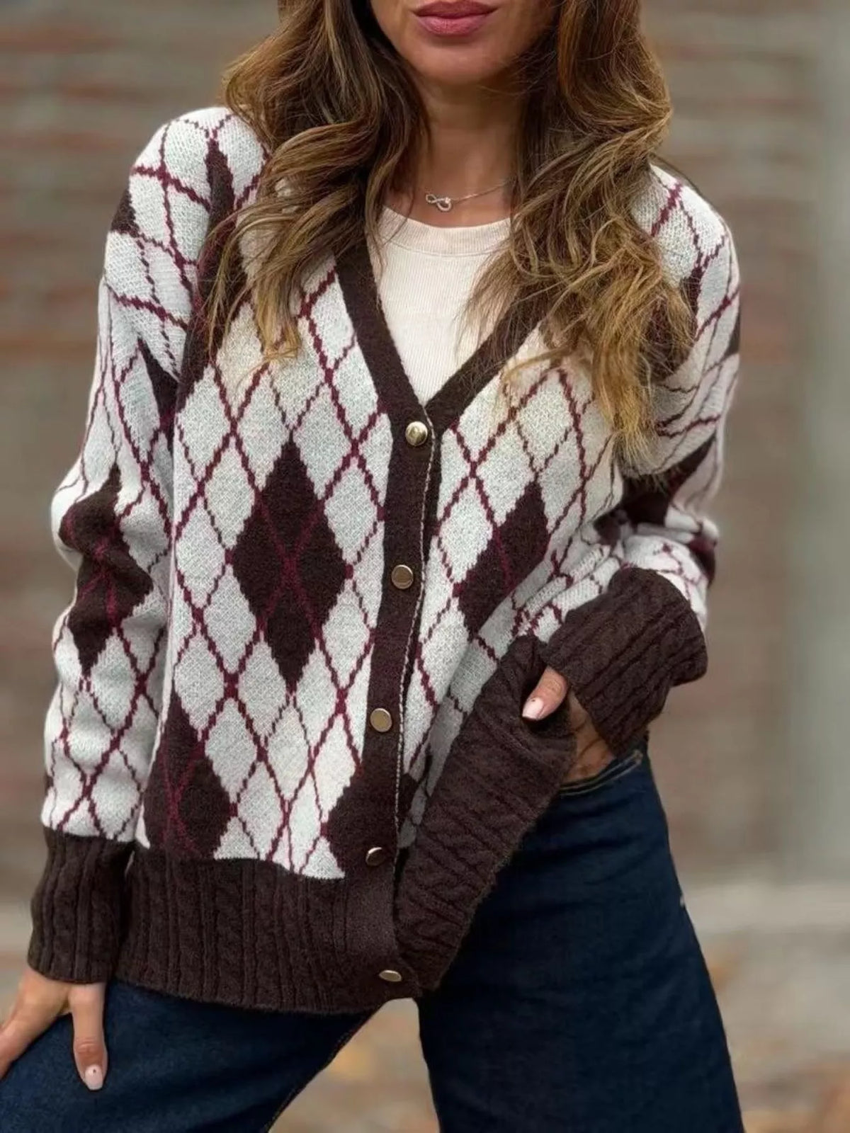 Argylemönstrad cardigan