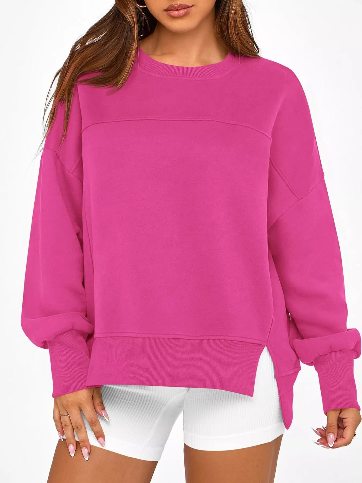 Oversize sweatshirt med rund halsringning – bild 11