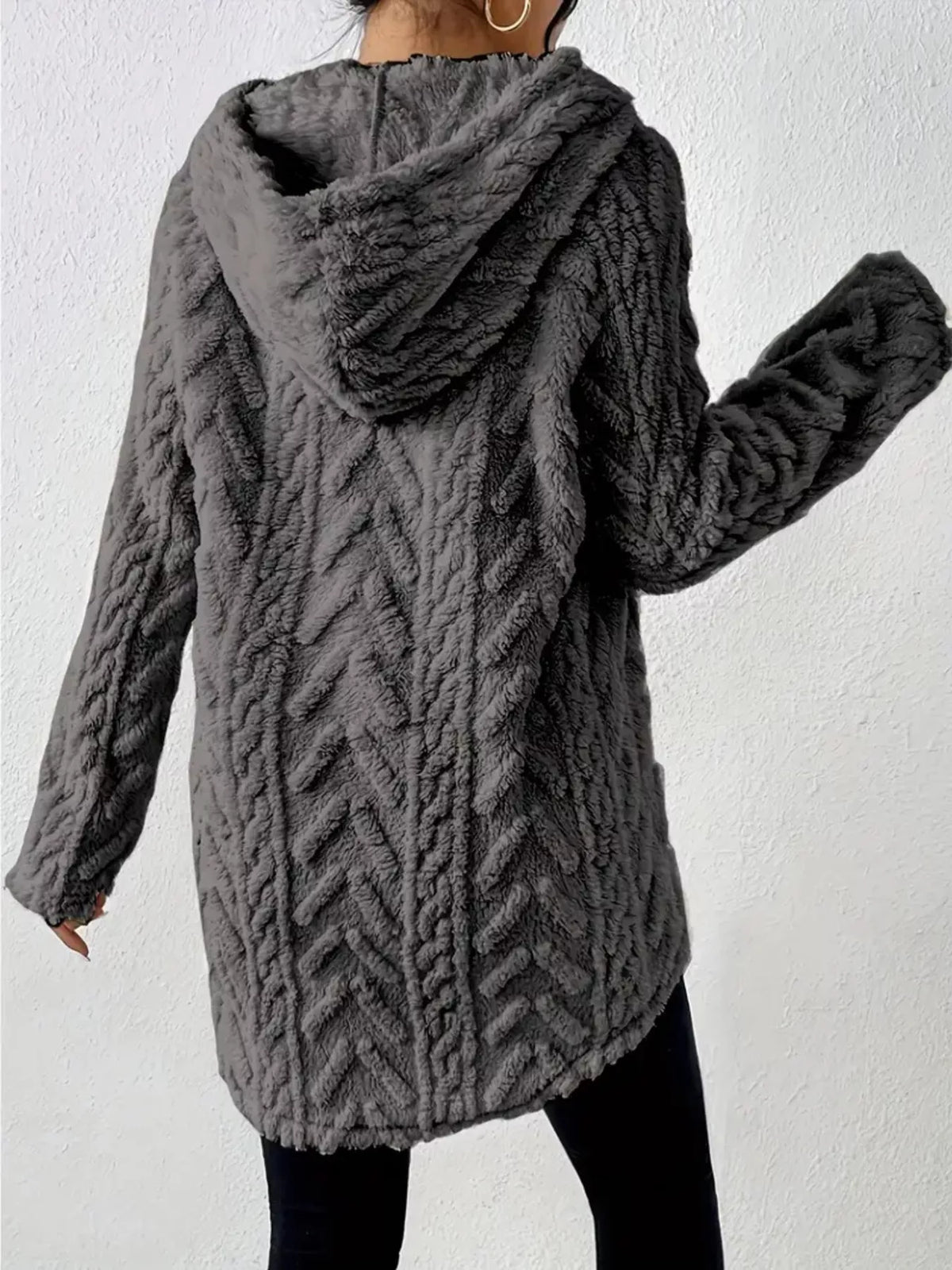 Strukturerad hoodie i fleece – bild 17