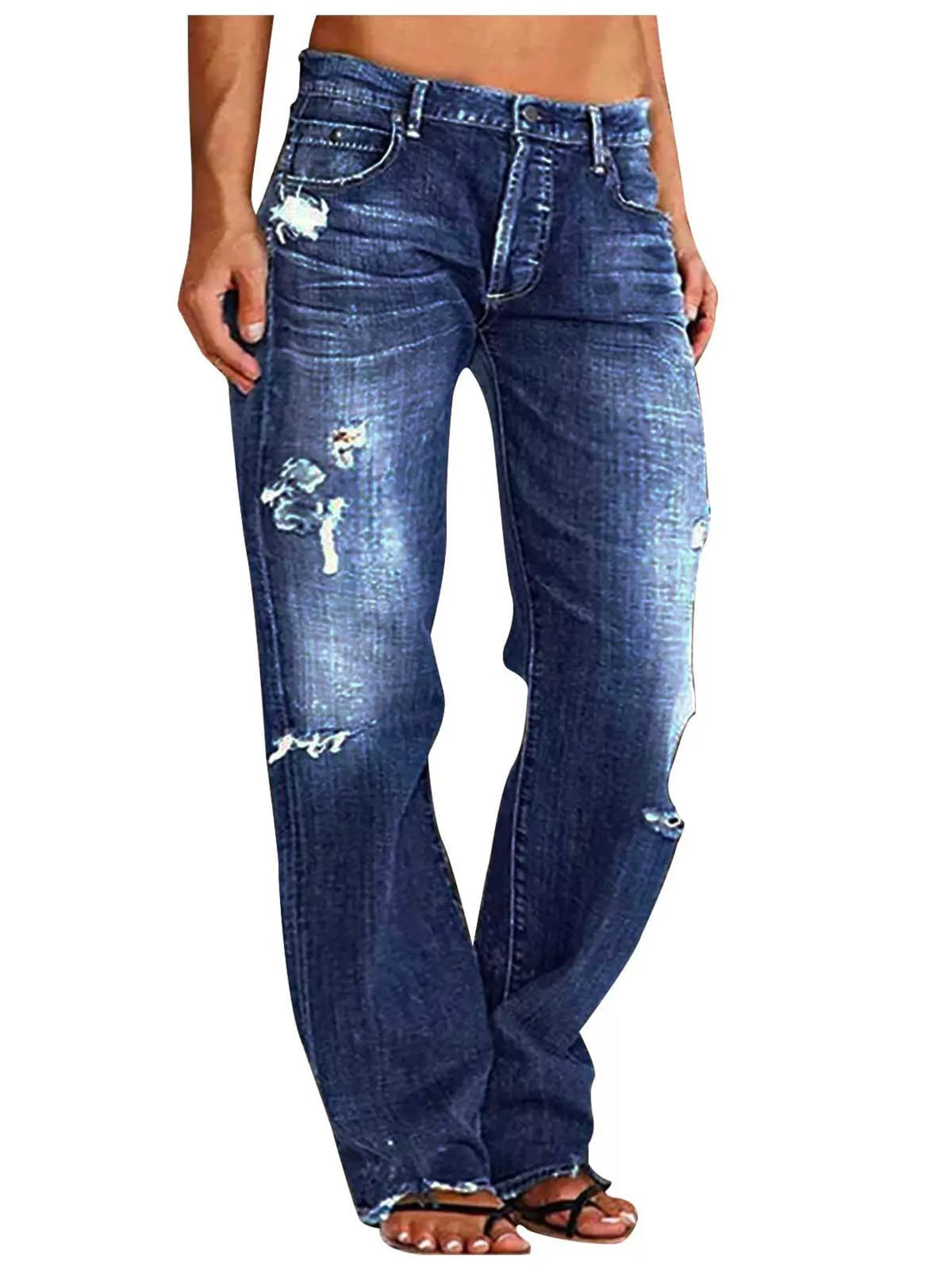 Ledigt sittande jeans med slitna detaljer – bild 6