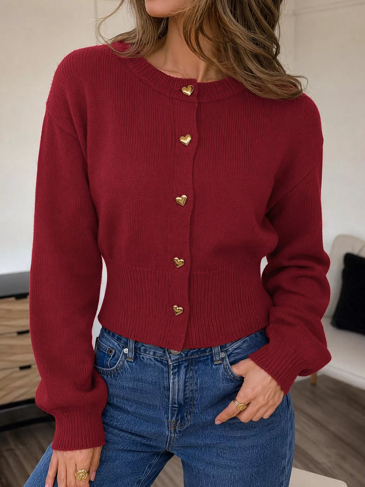 Cardigan med hjärtmotiv och knappstängning – bild 5