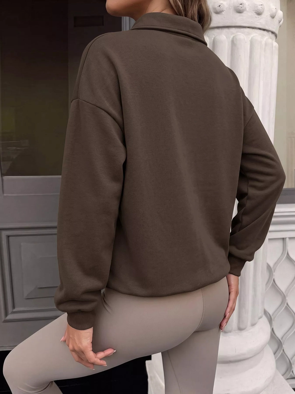 Sweatshirt med tryckknappar och polokrage – bild 6