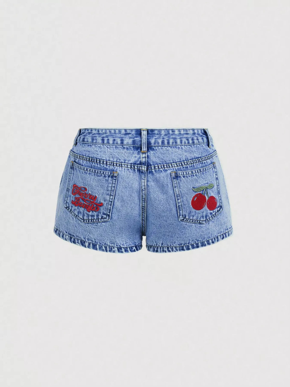Broderade shorts med körsbärsmotiv – bild 5