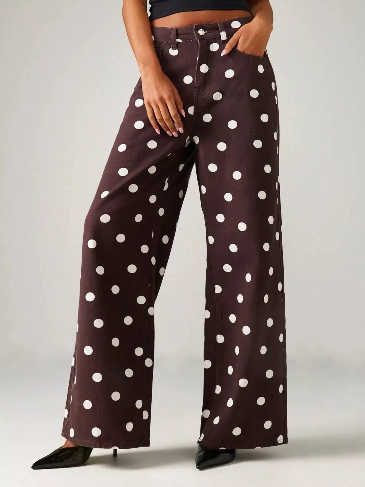 Prickiga vida jeans med fickor – bild 5