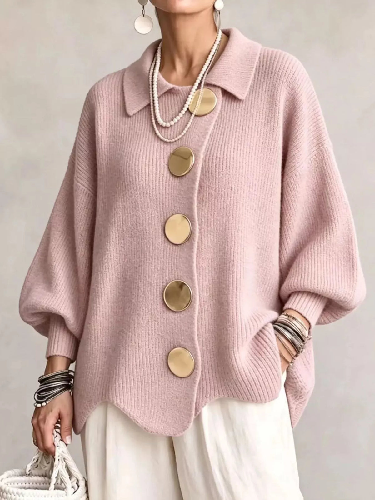 Cardigan med ballongärm och knappstängning – bild 19