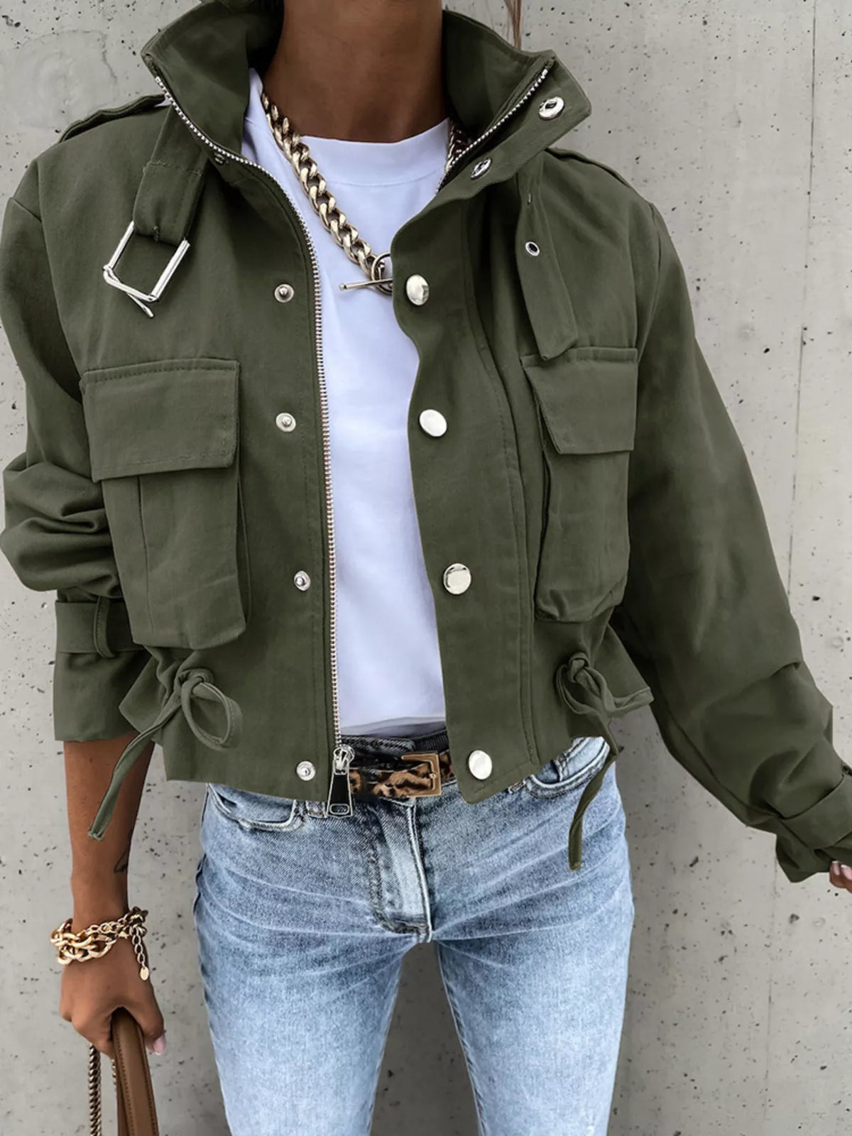Kort jacka med tryckknappar – bild 7