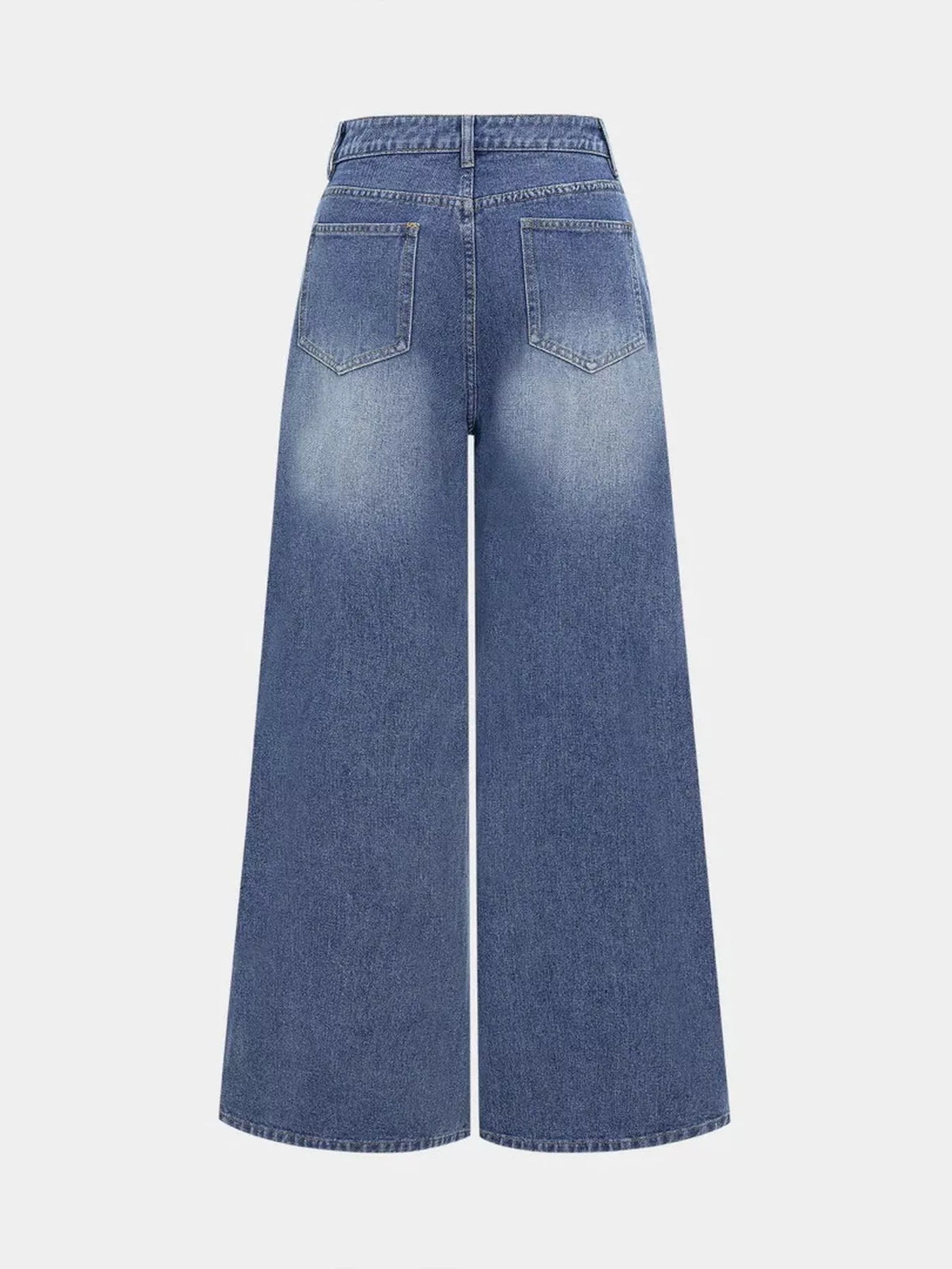 Vida jeans med hög midja, knappstängning och midjedetalj – bild 2