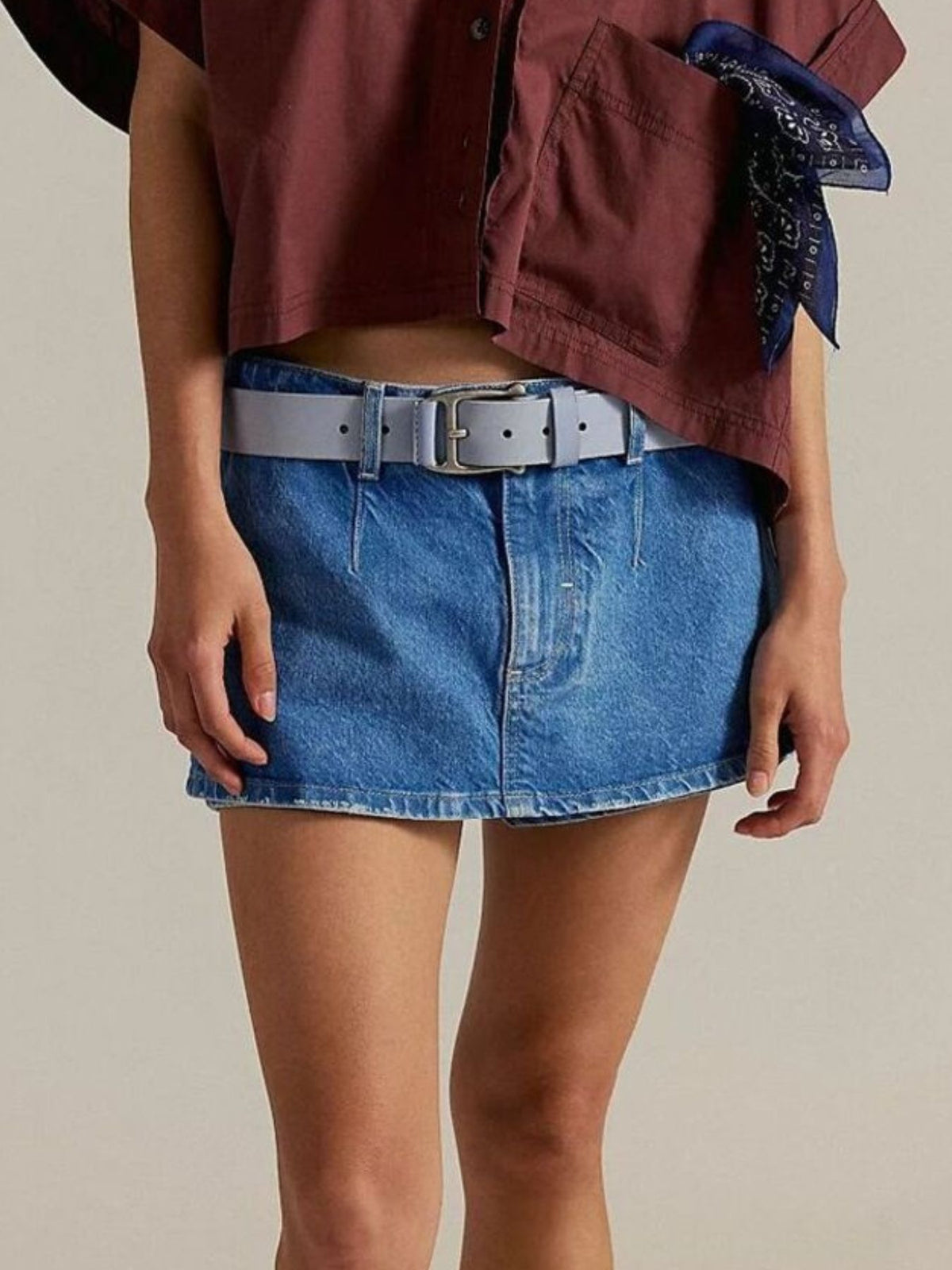 Kjolshorts i denim med dragkedja – bild 4