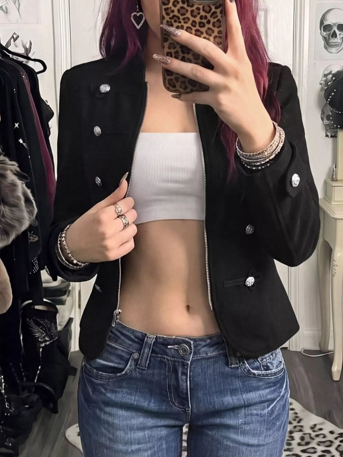 Figursydd kort jacka med dragkedja – bild 2