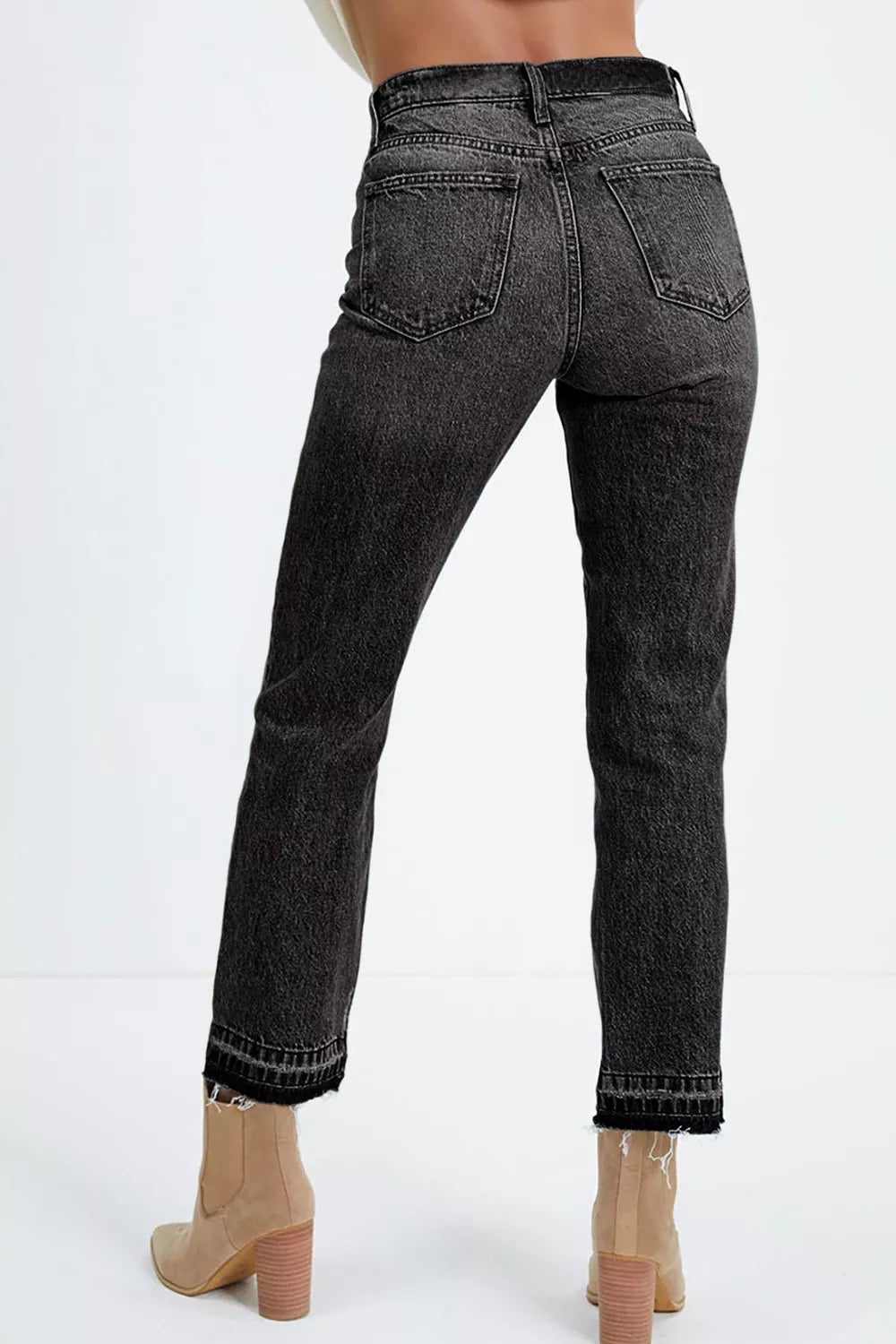 Raka jeans med hög midja – bild 2