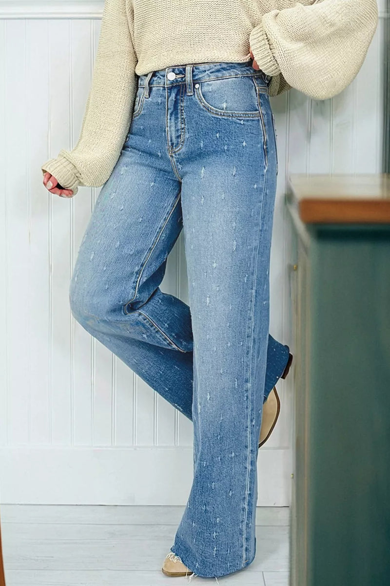 Magformande jeans med rå kant