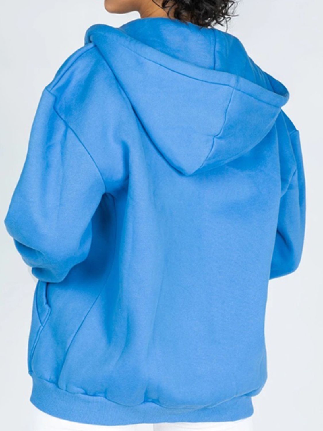 Hoodie med dragsko, dragkedja och fickor – bild 9