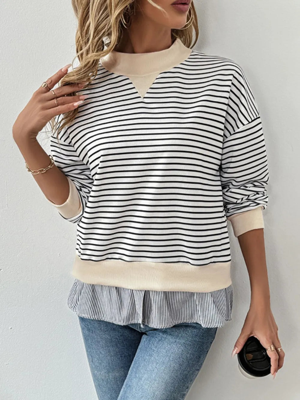 Randig skiktad sweatshirt – bild 3