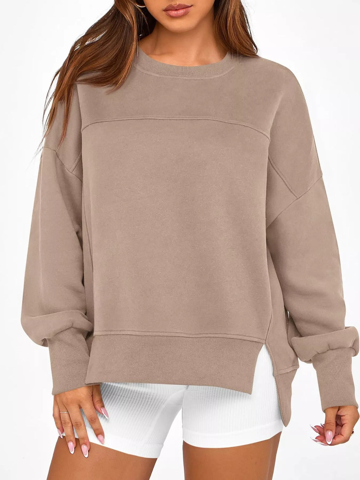 Oversize sweatshirt med rund halsringning – bild 22