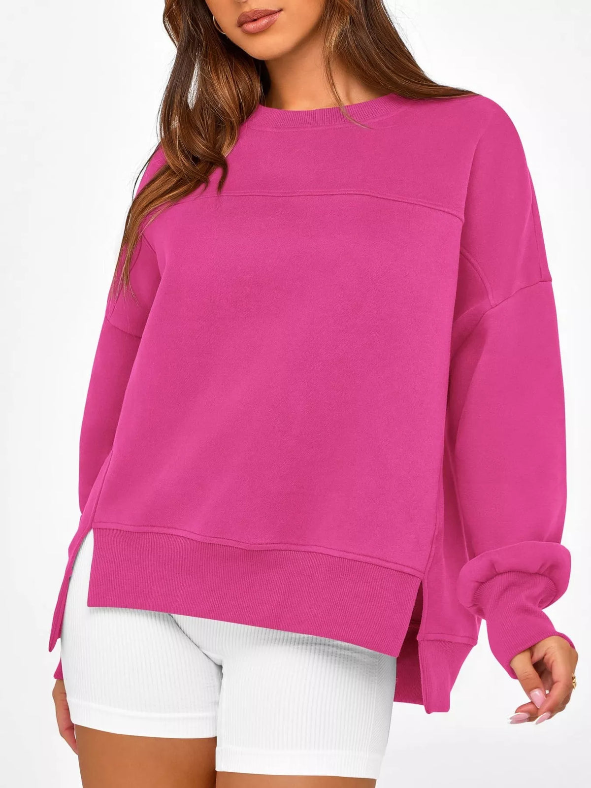 Oversize sweatshirt med rund halsringning – bild 14