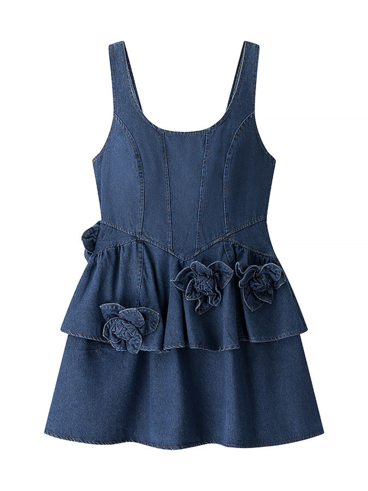 Blommig jeansklänning i denim – bild 5