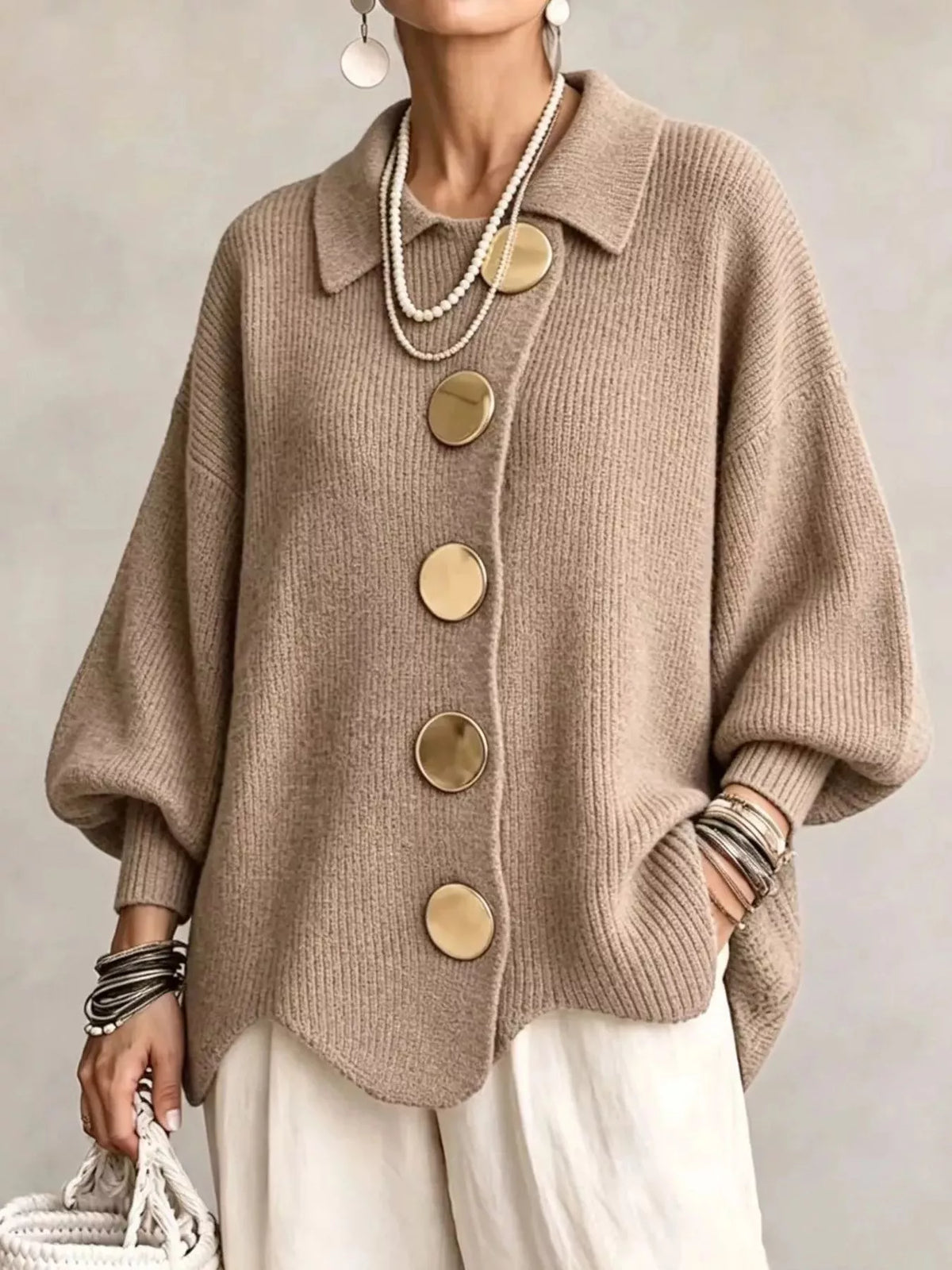 Cardigan med ballongärm och knappstängning – bild 25