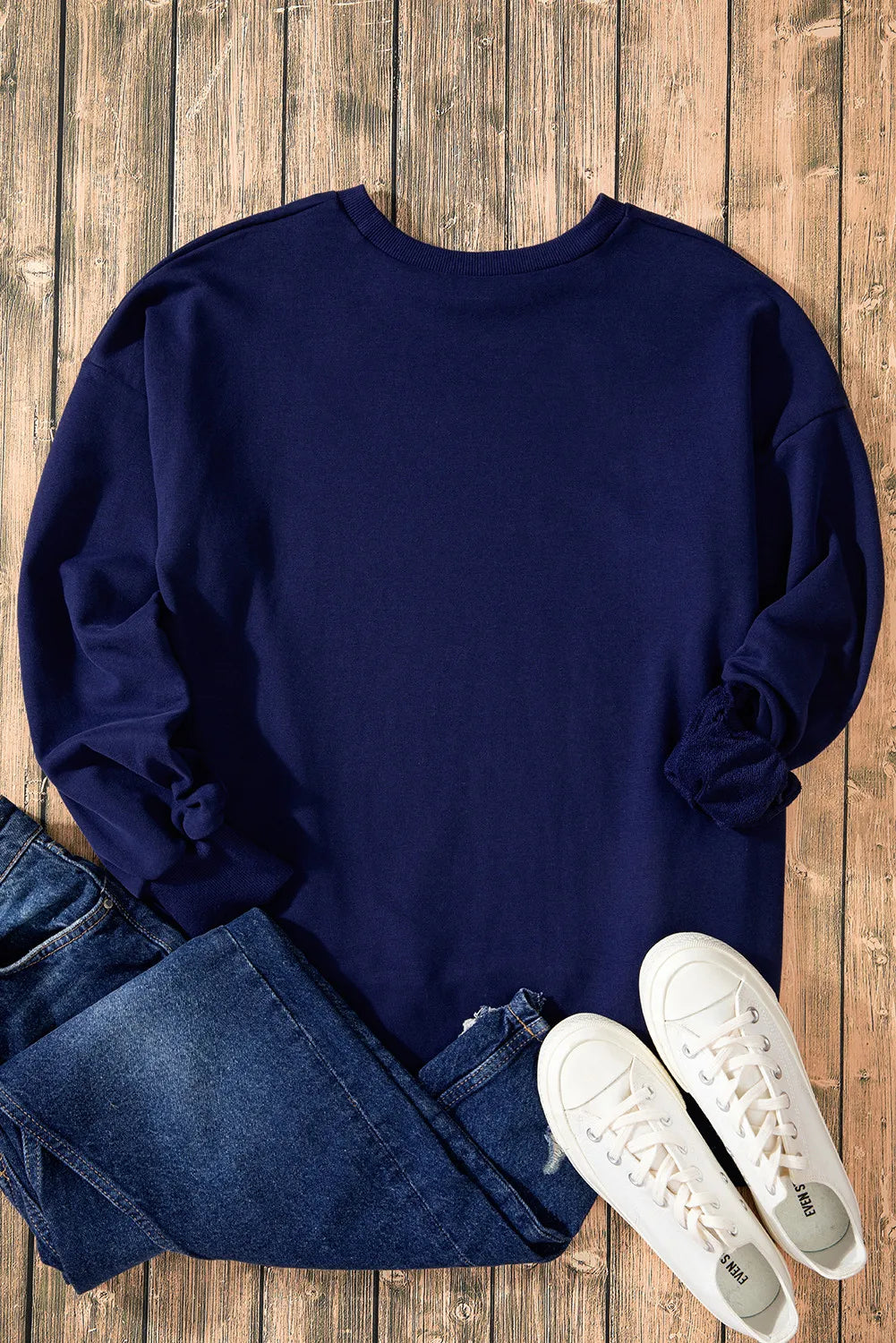 Långärmad sweatshirt med rund halsringning och asymmetrisk nederkant – bild 32