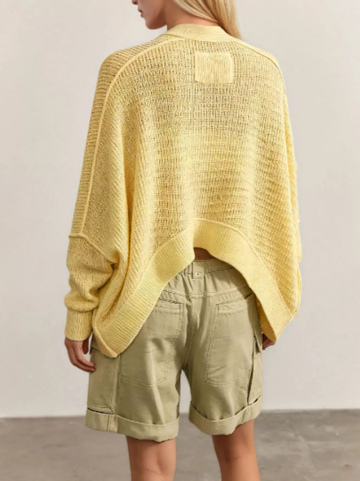 Våffelstickad cardigan – bild 4