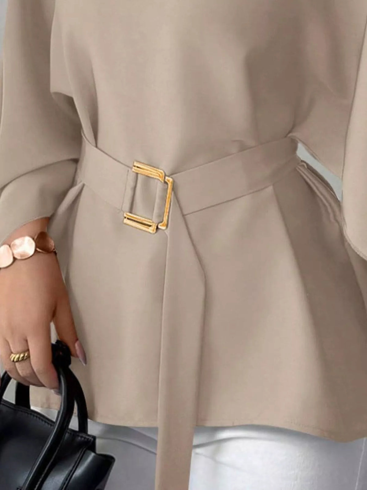 Blus med rund halsringning och fladdermusärm – bild 24