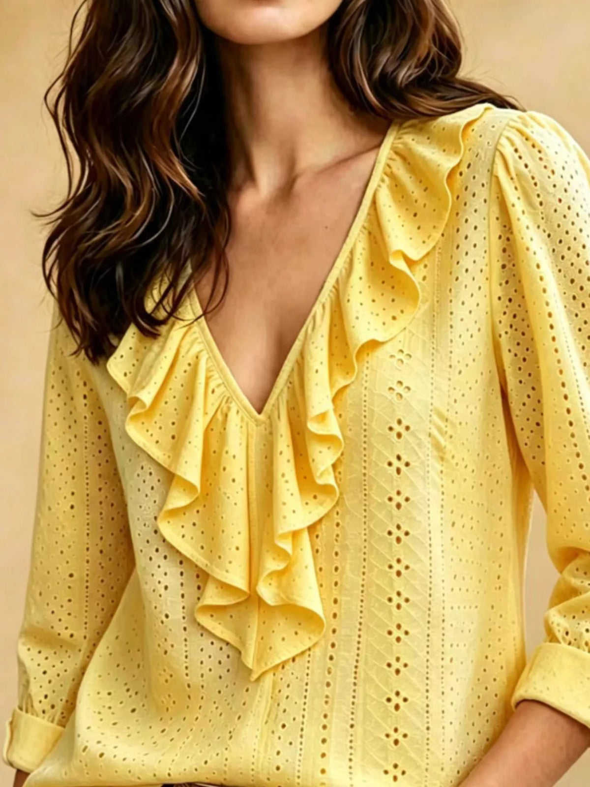 V-ringad blus i broderi anglaise – bild 8