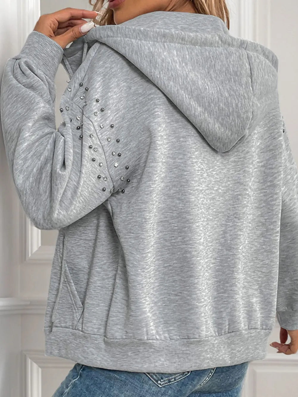 Långärmad hoodie med dragkedja – bild 2