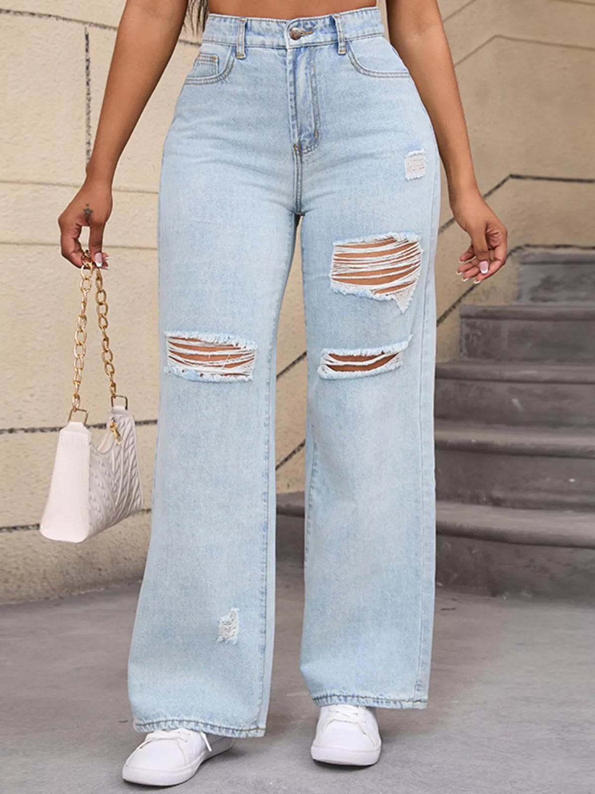 Vida jeans med slitningar och fickor – bild 3