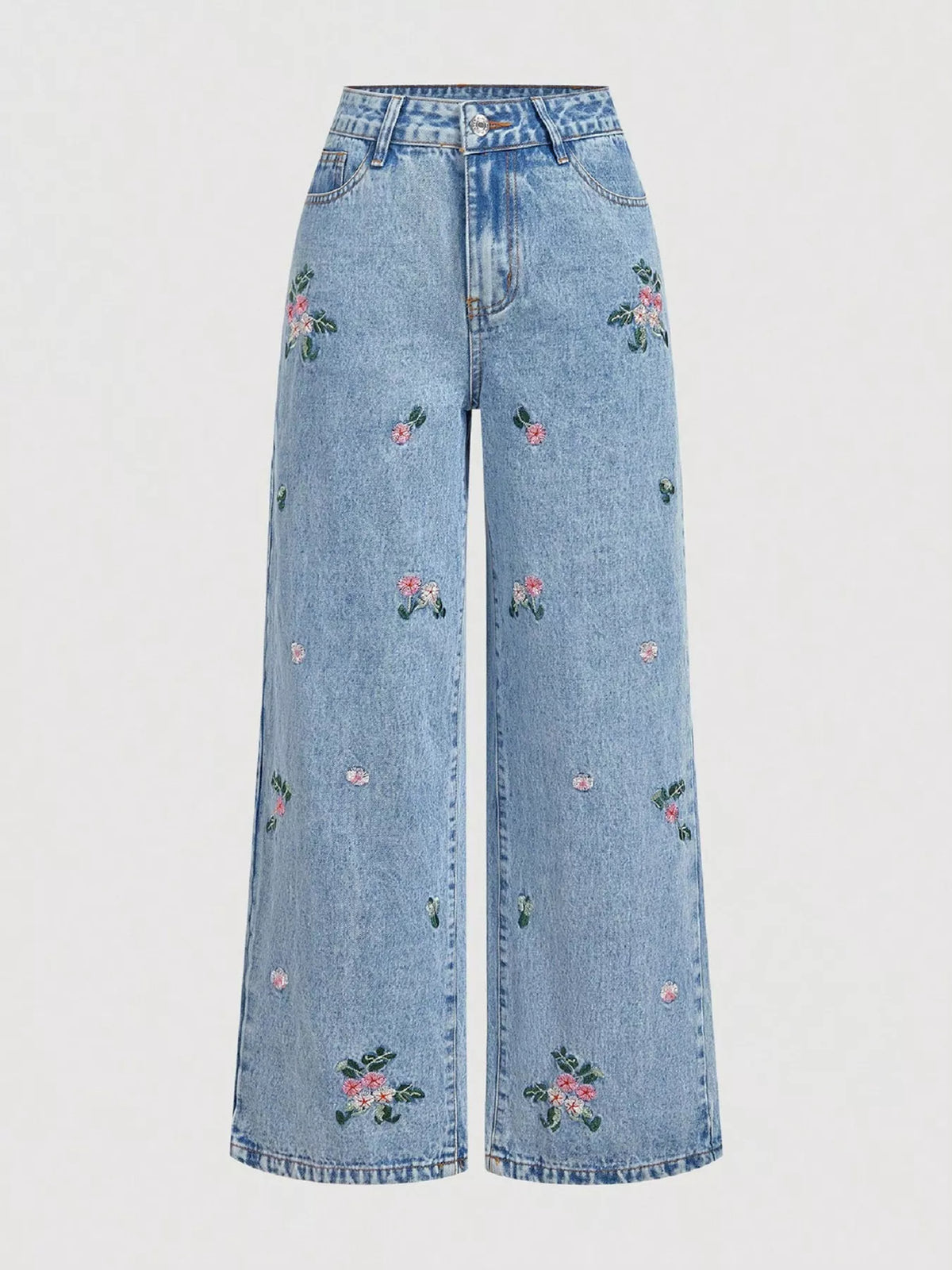 Vida broderade jeans med fickor – bild 4