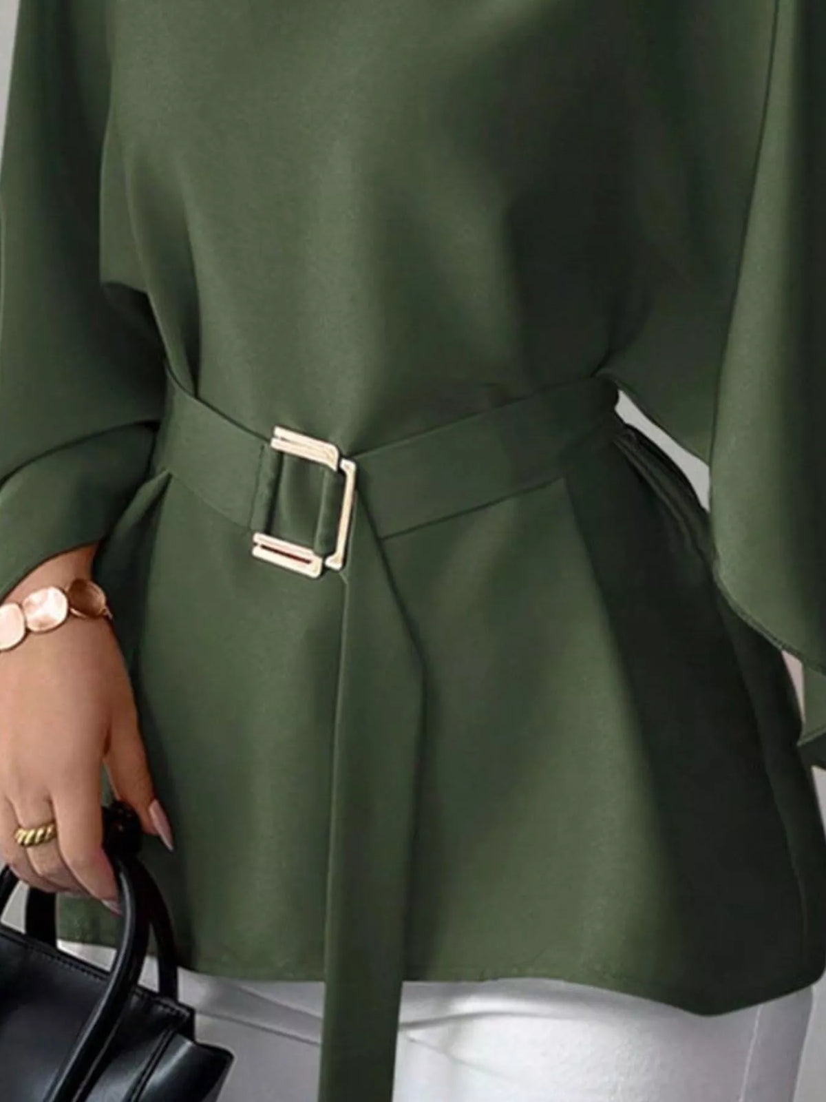 Blus med rund halsringning och fladdermusärm – bild 18