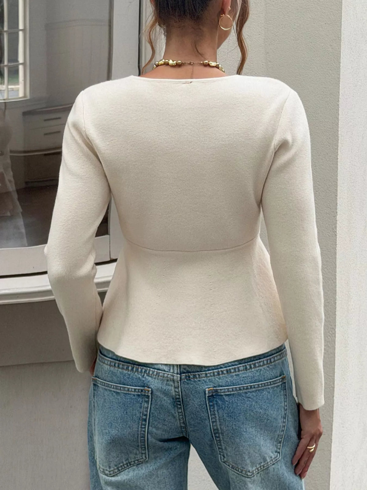 Cardigan med peplum och knappstängning – bild 5