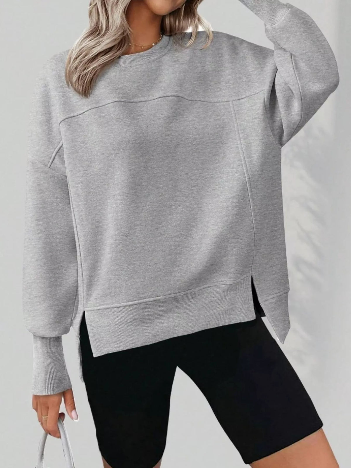Oversize sweatshirt med rund halsringning – bild 16