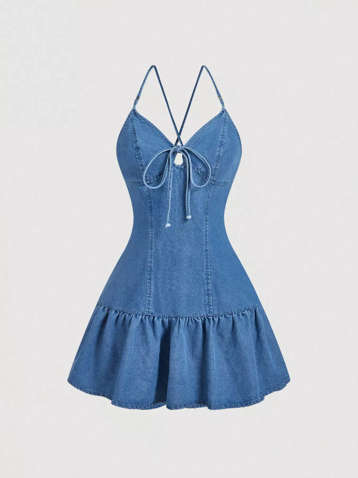 Jeansklänning i denim med dragkedja – bild 3