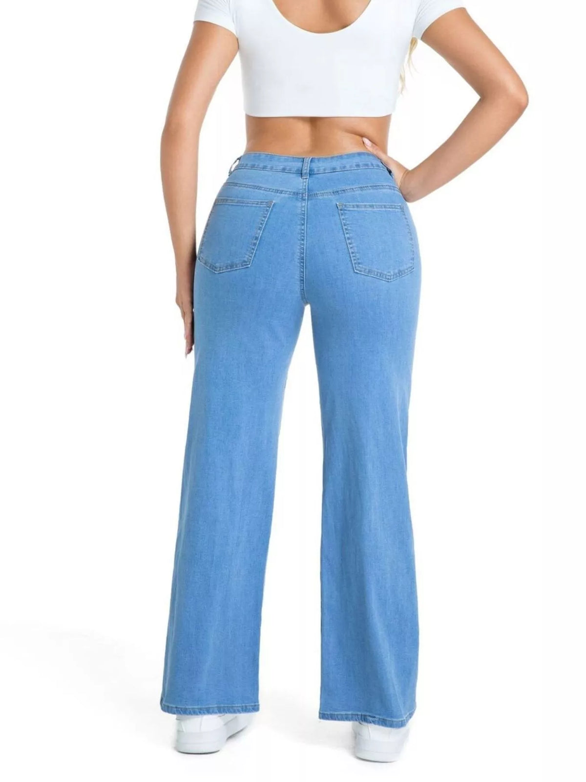 Raka jeans med fransad kant – bild 5