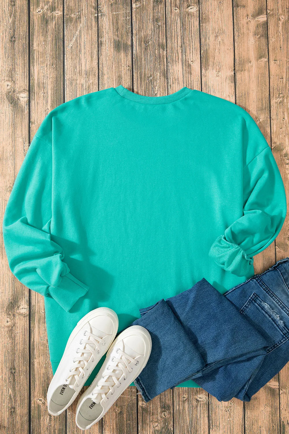 Långärmad sweatshirt med rund halsringning och asymmetrisk nederkant – bild 24
