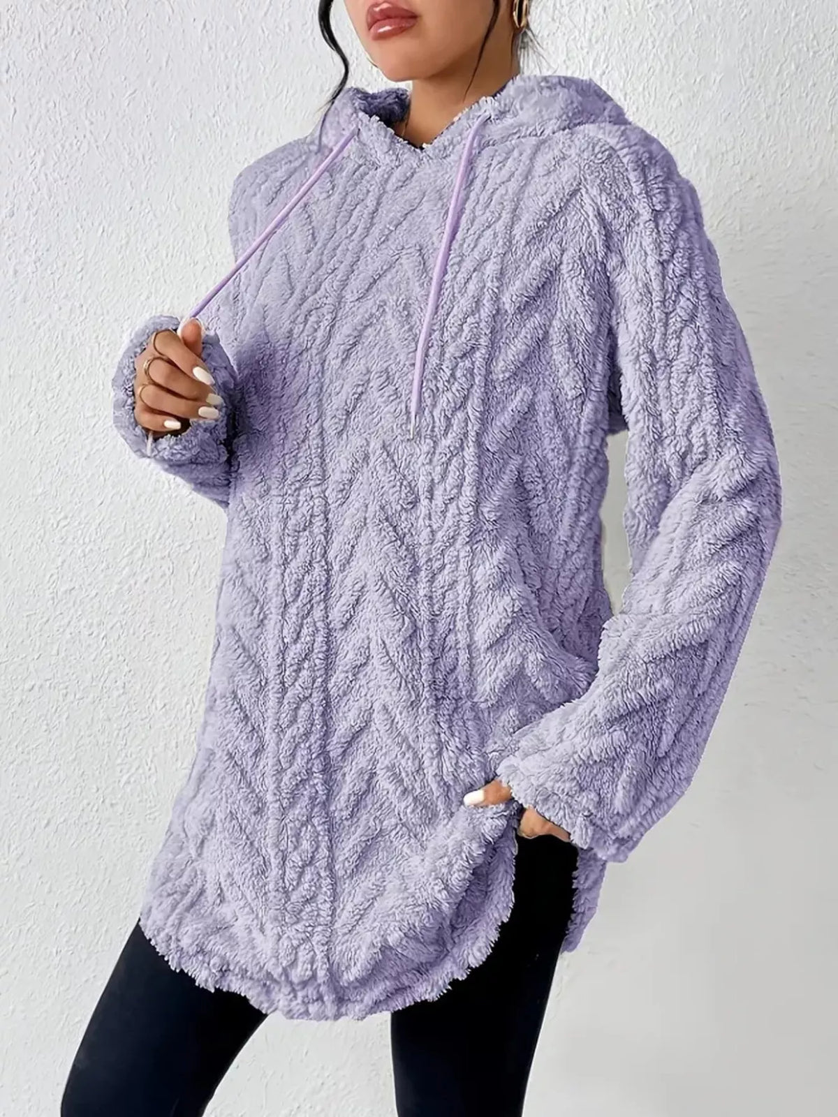Strukturerad hoodie i fleece – bild 18