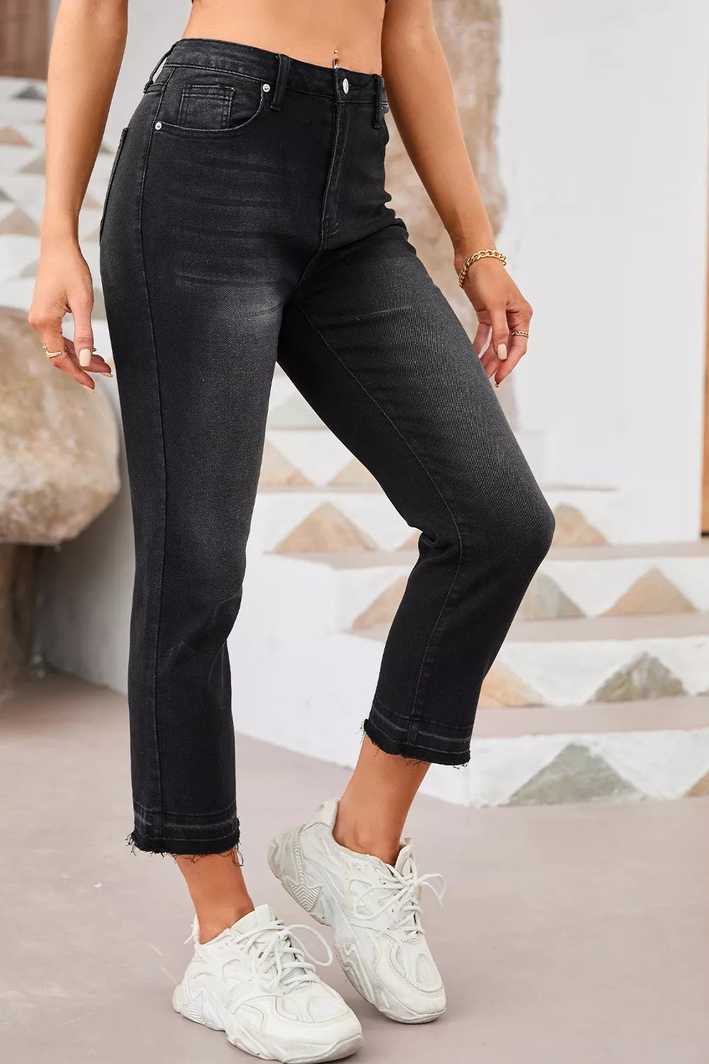 Raka jeans med hög midja – bild 6